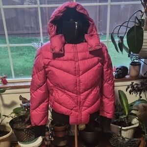 H&M Divided Pink Puffer Jacket with Removable Hood Youth Size 12